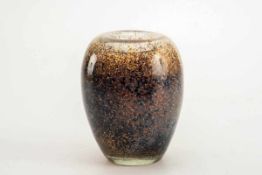 Vase "Dexelei" WMF um 1930 Entw. Walter Dexel. Farbloses Glas mit graublauen, braunen und weißen