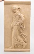 Reliefplatte Reliefplatte Schreitende, nach antikem Vorbild, römisch, bemalter Gipsabguss, Höhe 71,5