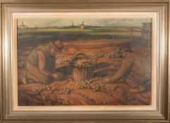 van Brackel, Josef (Kleve 1874 - 1955 Kassel) Kartoffelernte, Öl auf Leinwand, 63 x 94 cm,