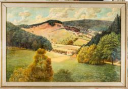 Willer, August Detmolder Maler des 20. Jhs. Landschaft im Weserbergland. Öl/Holz. Re.u. sign.,