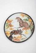 Bildtafel mit Eichhörnchen, Gerold Porzellan Ovale Form ganzflächig bemalt mit Eichhörnchen mit