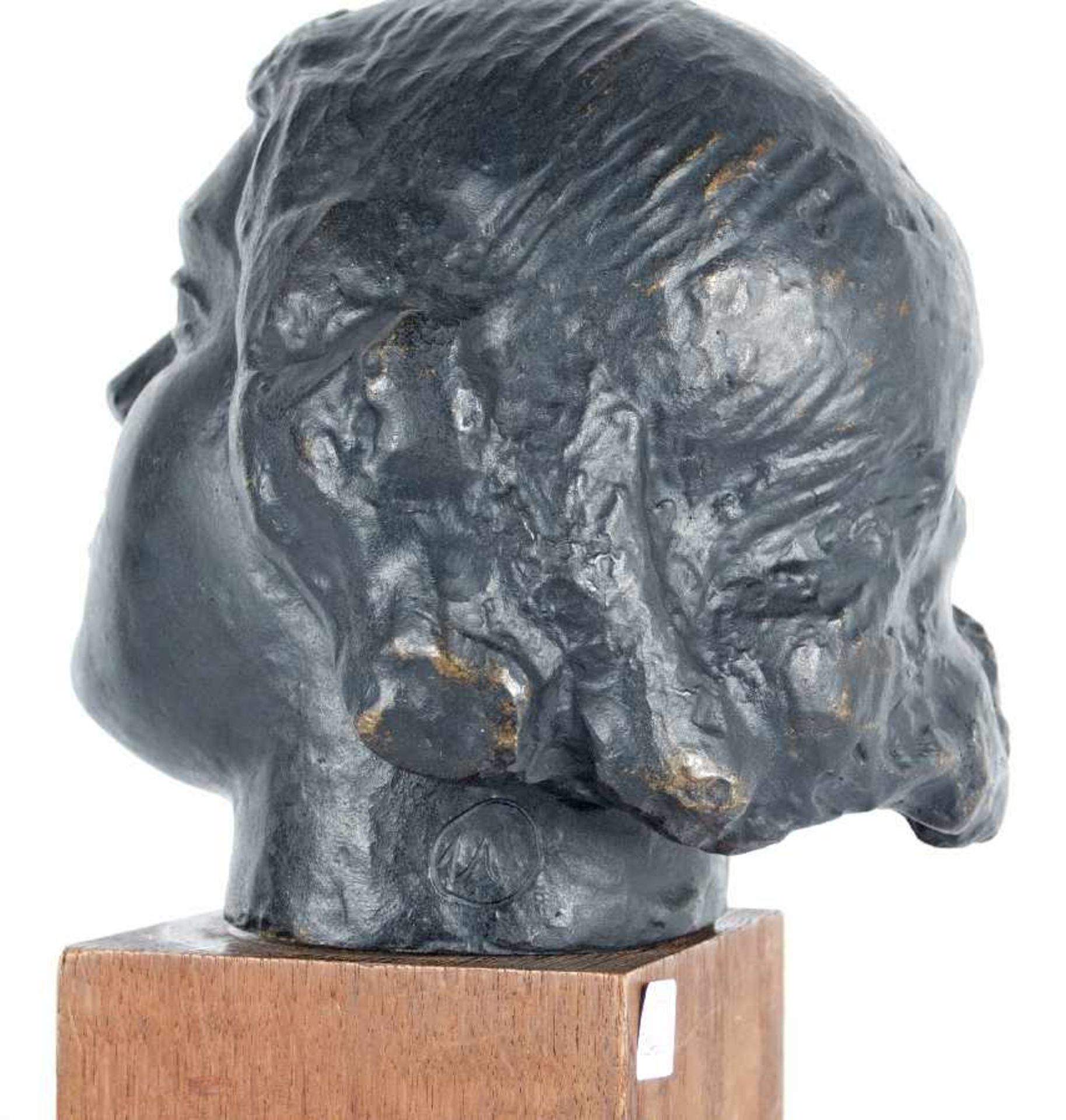Umkreis Aristide Maillol Mädchenkopf Bronze; H 23 cm, B 20 cm, T 23 cm, Monogramm hinten links " - Bild 5 aus 5