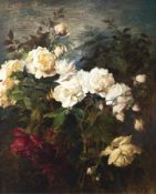 Ludwig Adam Kunz 1857 - 1929 Weiße Rosen Öl auf Malpappe über Holz; H 71 cm, B 58 cm; signiert u. r.