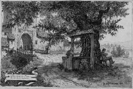 Albert Kollmann Zeichner und Maler um 1900 Am Brunnen vor dem Thore Tusche auf Papier über Karton,