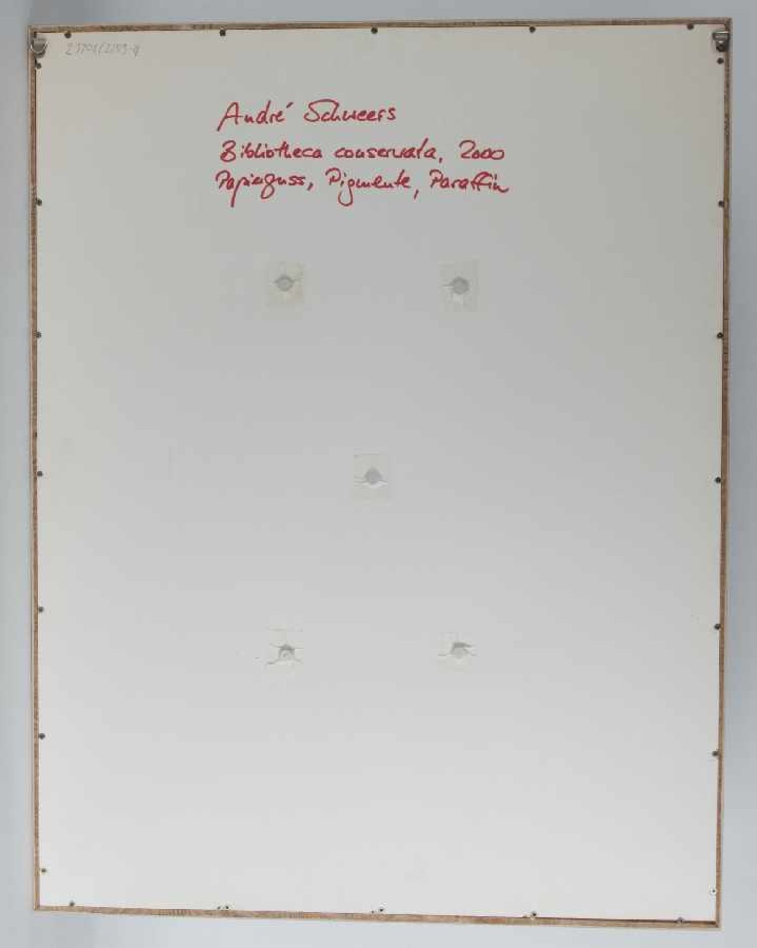 André Schweers 1963 Bibliotheca Conservata Papier, Pigmente, Paraffin; H 36 cm, B 20 cm; verso - Bild 2 aus 2