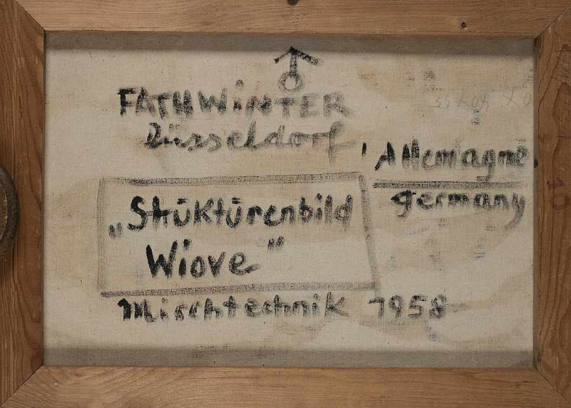 Fathwinter 1906 - 1974 Strukturbild Wiove Ölmischtechnik auf Lwd; H 40,5 cm, B 55 cm; signiert und - Bild 2 aus 2