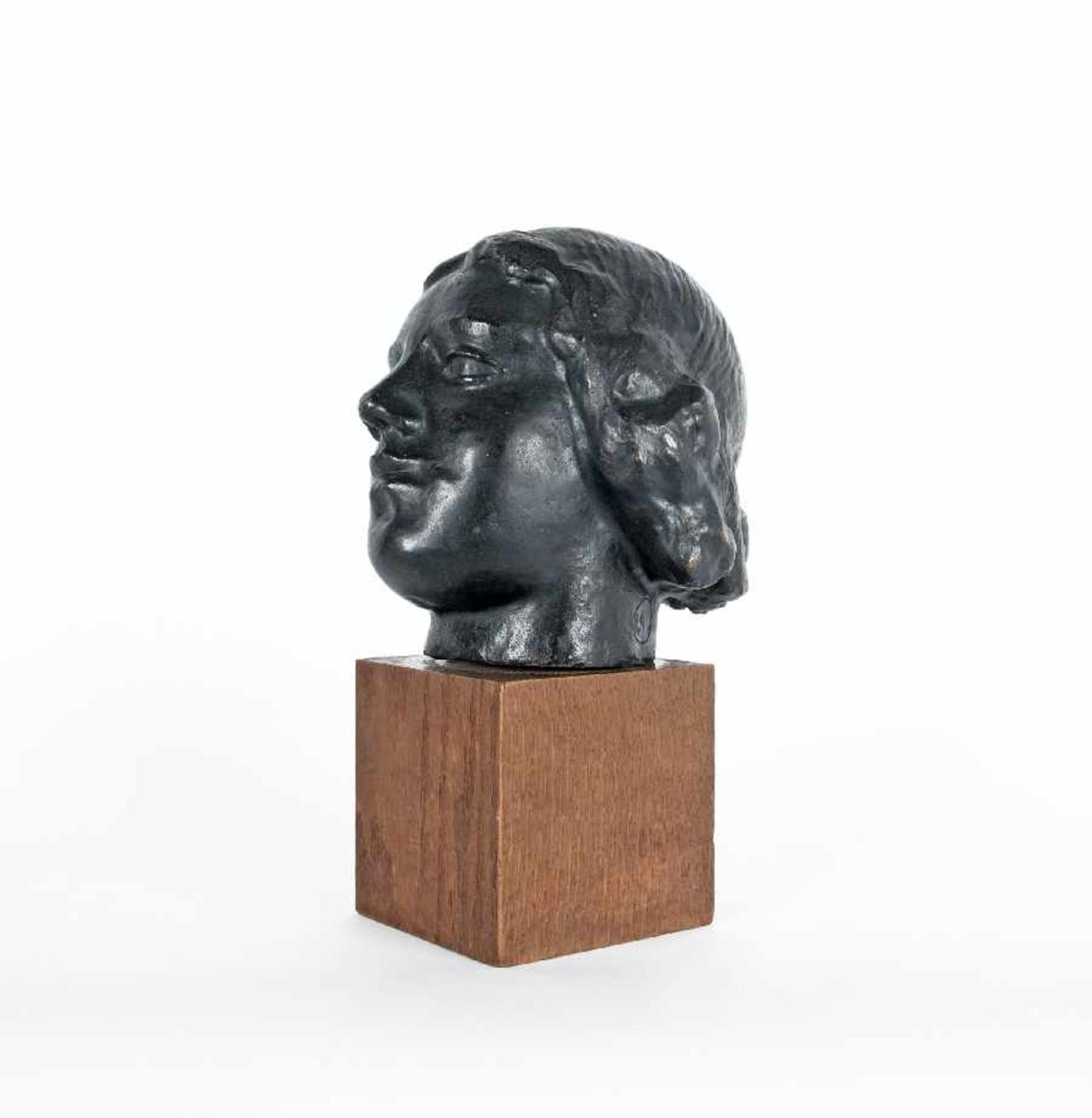 Umkreis Aristide Maillol Mädchenkopf Bronze; H 23 cm, B 20 cm, T 23 cm, Monogramm hinten links " - Bild 3 aus 5