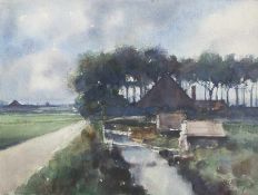 Norddeutscher Maler des 20. Jh. Polderlandschaft Aquarell über Tusche auf Papier; H 233 mm, B 310 mm