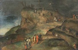 Maler wohl des 16. Jh. Golgotha Öl auf Holz; H 14,5 cm, B 20,5 cm Painter probably of the 16th