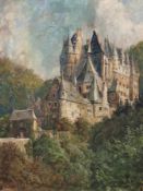 Paul Pützhofen Blick auf Burg Eltz Öl auf Malkarton; H 47,5 cm, B 36 cm; signiert u. r. "P.