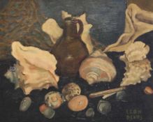 Léon Devos 1897 Petit-Enghien - 1974 Ixelles Stilleben mit Muscheln Öl auf Lwd; H 40,5 cm, B 50