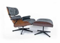 Ray und Charles Eames 1912/1907 - 1988/1978 Lounge Chair und Ottoman (für Herman Miller) Holz,