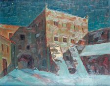 Franciszek Jackowski 1885 Nadziejow - 1974 Amtzell Palac zimowa noca w Gorzanowie (Grafenort) Öl auf