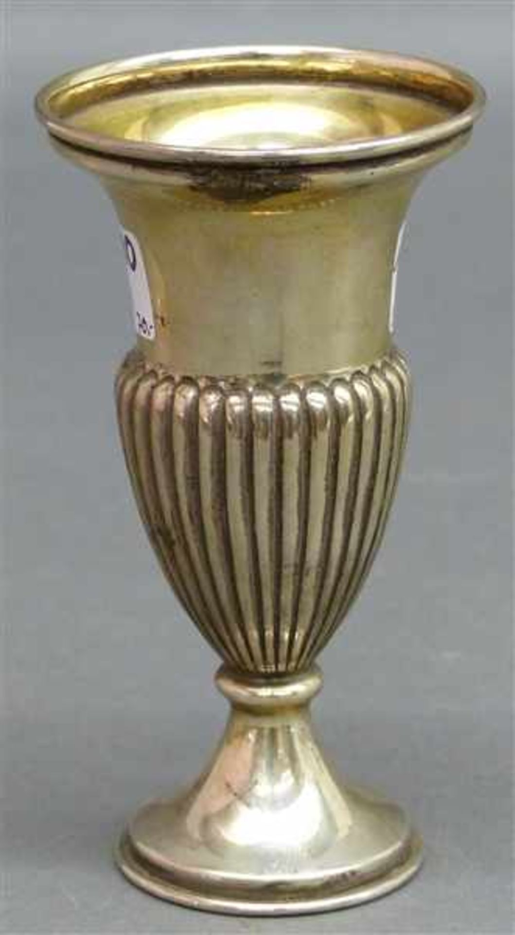 Vase Silber, Innenvergoldung, Rillendekor, h 13 cm, 94 g schwer,