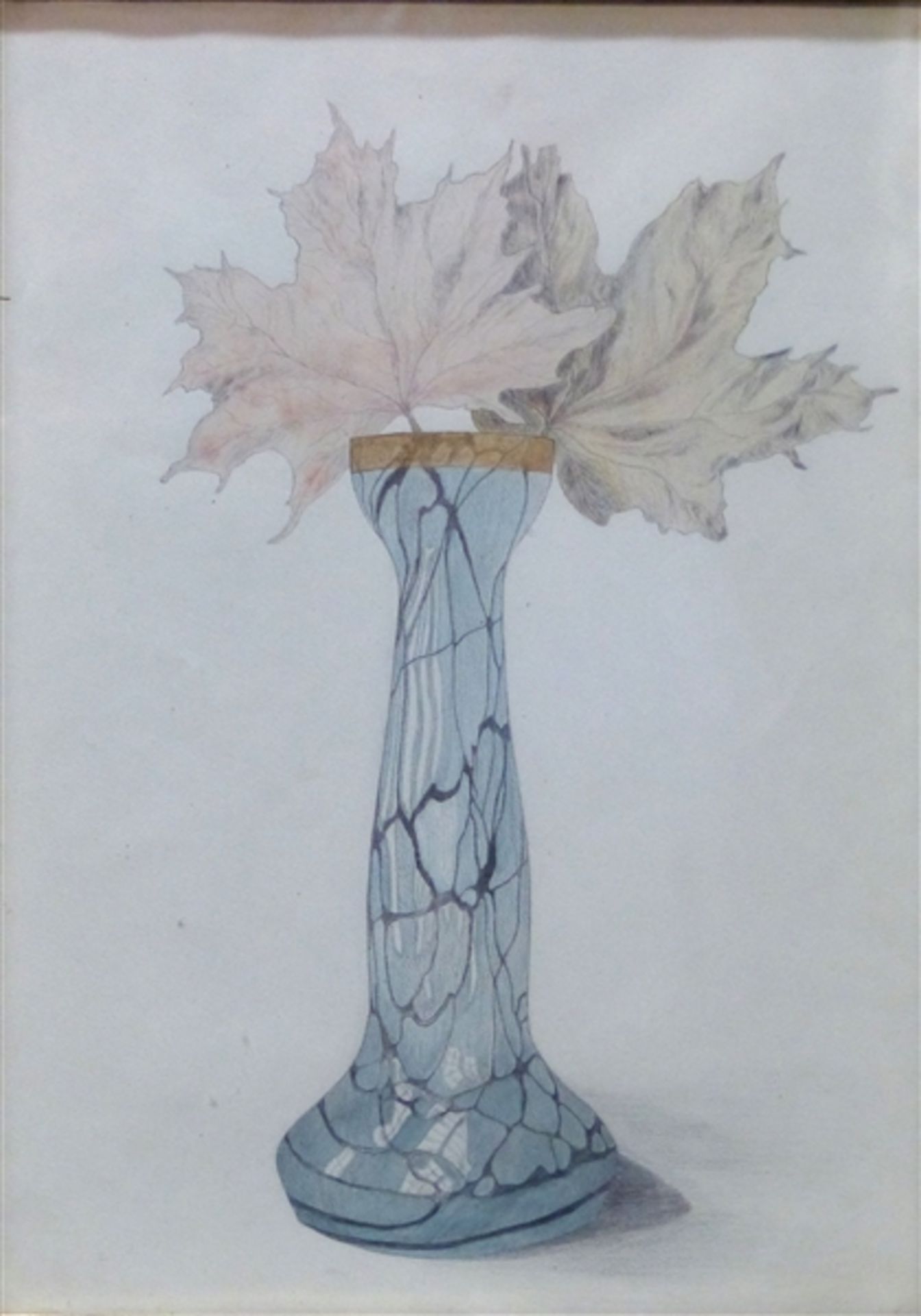 Bessold, L. colorierte Zeichnung auf Papier, Darstellung einer Jugendstilvase mit zwei