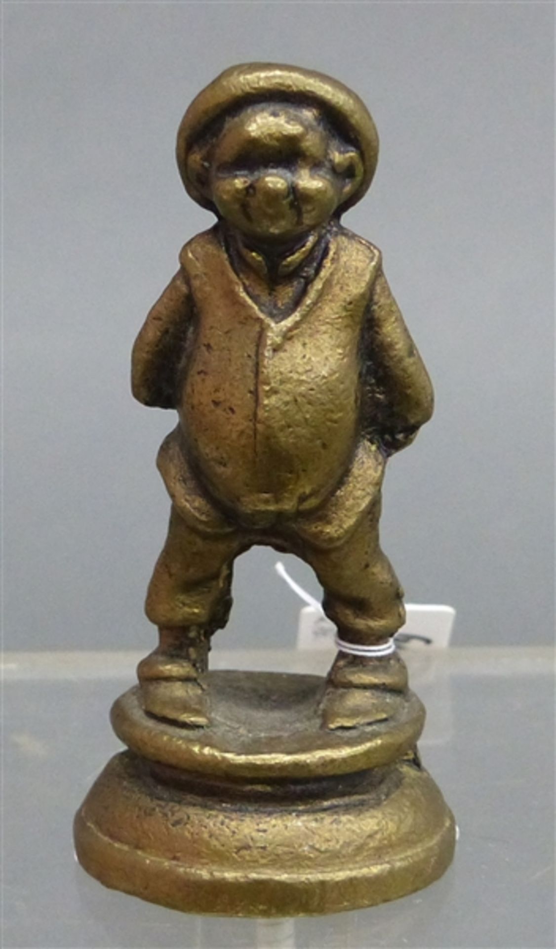 Wiener Bronze Petschaft, ungraviert, 20. Jh., stehender Junge, h 7,5 cm,