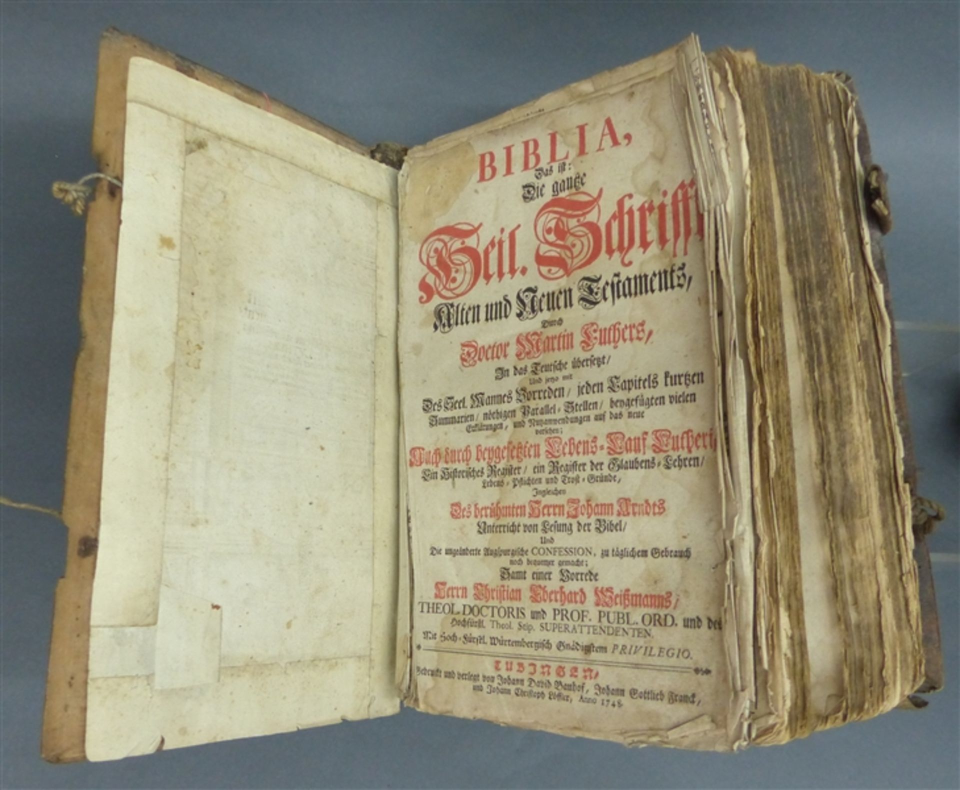 Bibel Die ganze Heil. Schrift, "Alten und Neuen Testaments", Martin Luthers, Titelkupfer, schlechter