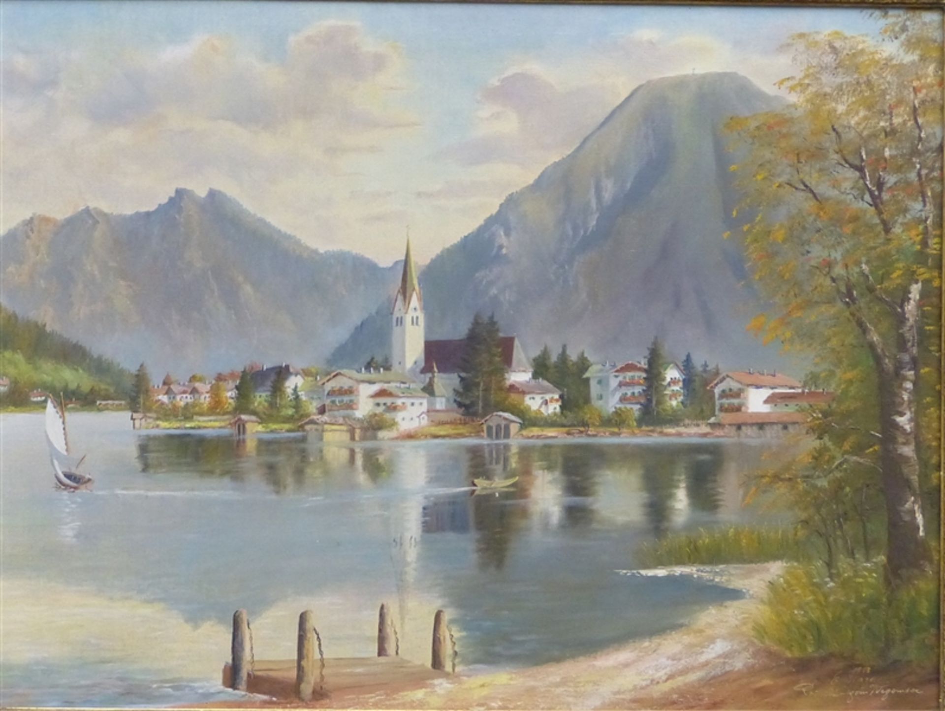 Mazare, C. ?, 20. Jh. Öl auf Leinen, Ansicht von Rottach-Egern am Tegernsee, rechts unten signiert