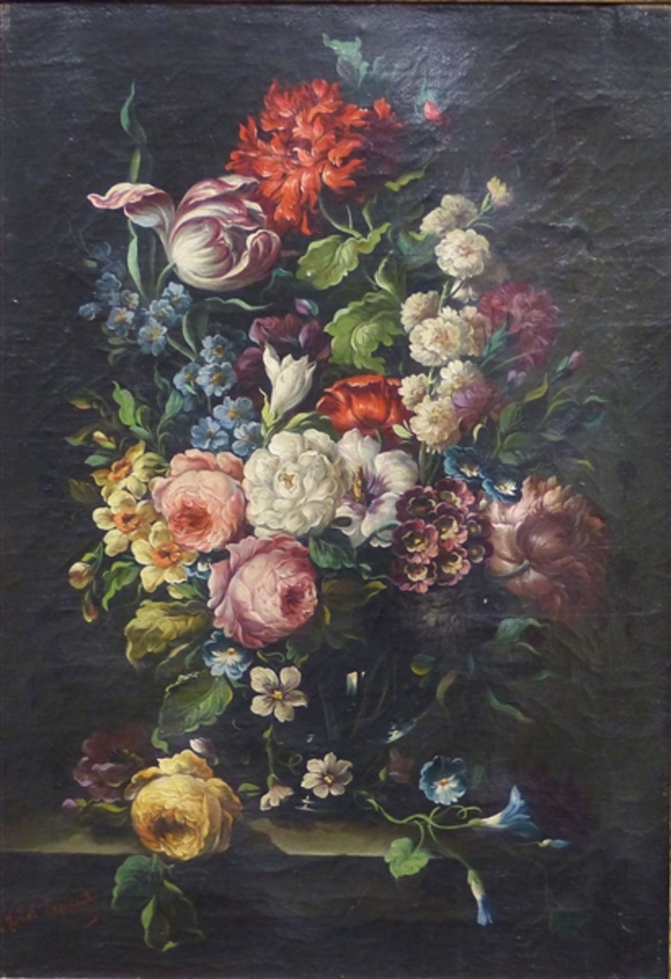 Legrand, Michael, um 1900 Öl auf Leinen, Blumenstilleben in der Art des 18. Jh., gute Arbeit,