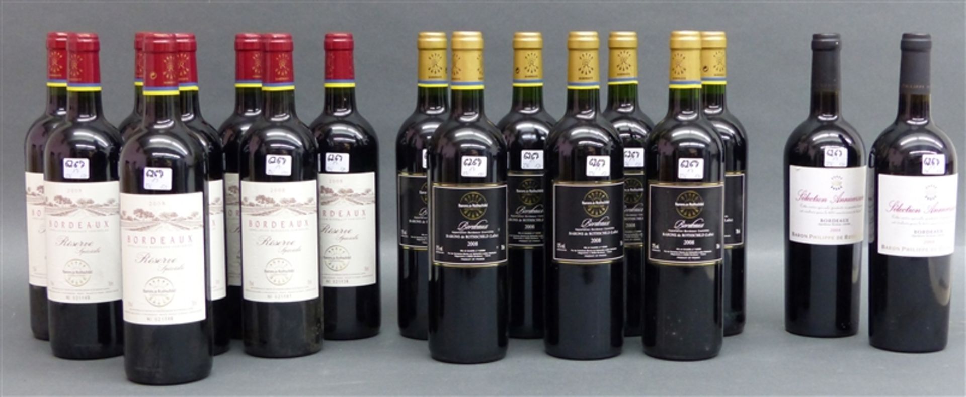 17 Flaschen Rotwein 8x Bordeaux 2008, Barons de Rothschild Collection, Reserve Speziale, 7x Bordeaux