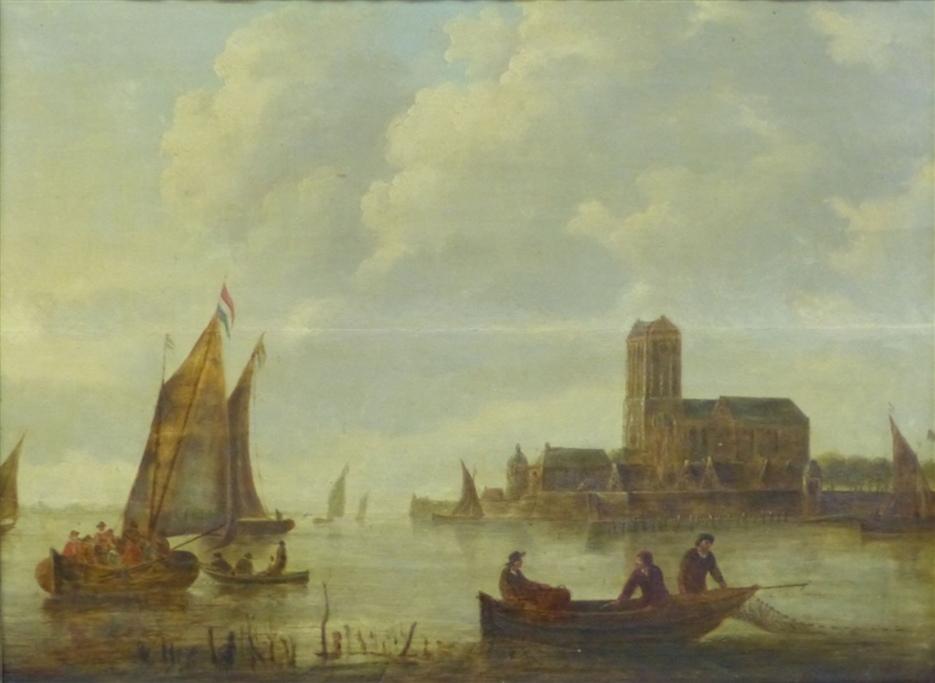 Nymegen, Gerard van, zugeschrieben 1735 - 1808 Rotterdam, Öl auf Holz, holl. Flusslandschaft mit