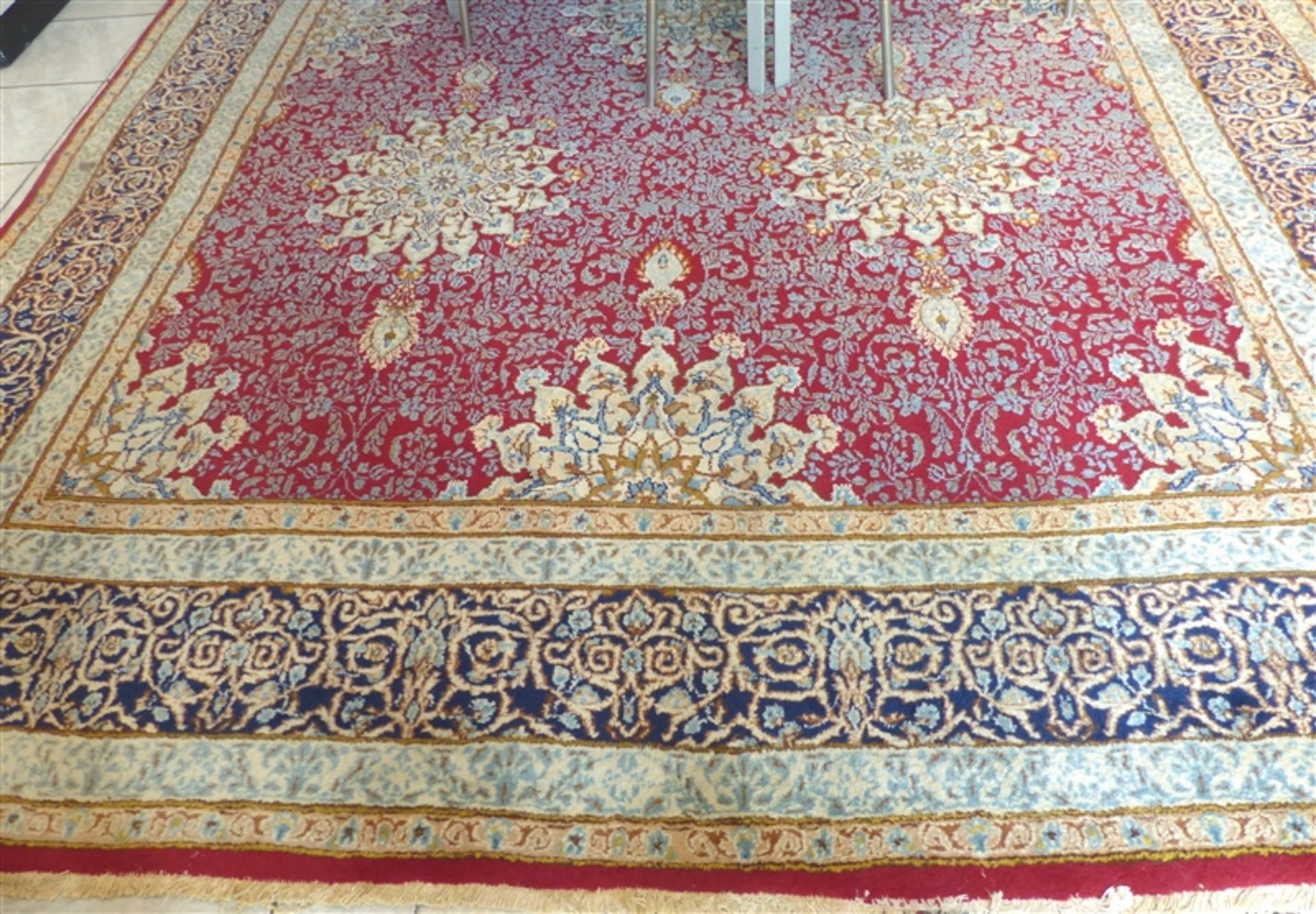 Kirman rot-beige-grundig, Medaillondekor, floral, 385 x 255 cm,