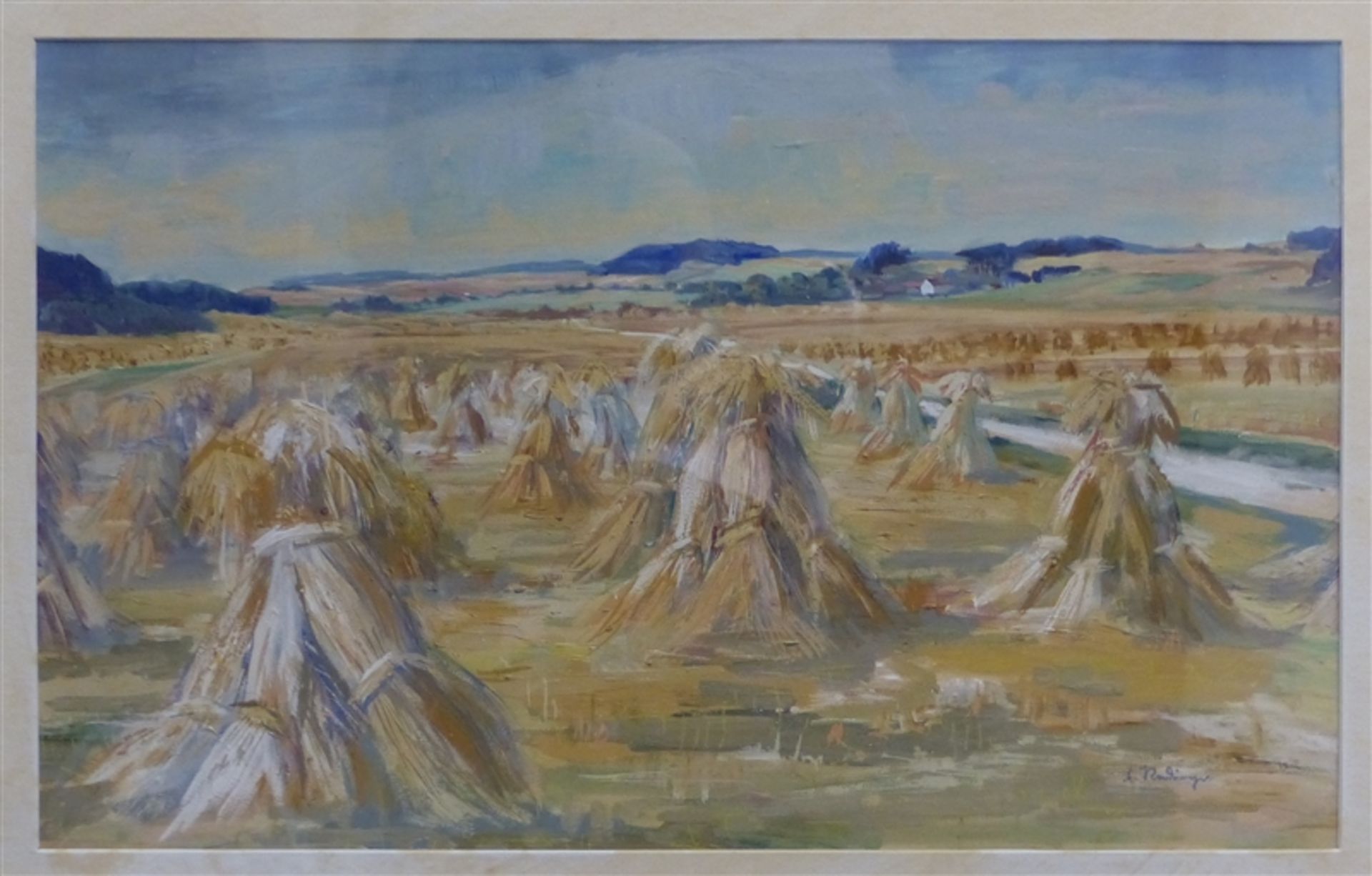 Radinger, Karl 1912 - 1966 Augsburg, Aquarell auf Papier, Kornfeld im Herbst, rechts unten signiert,