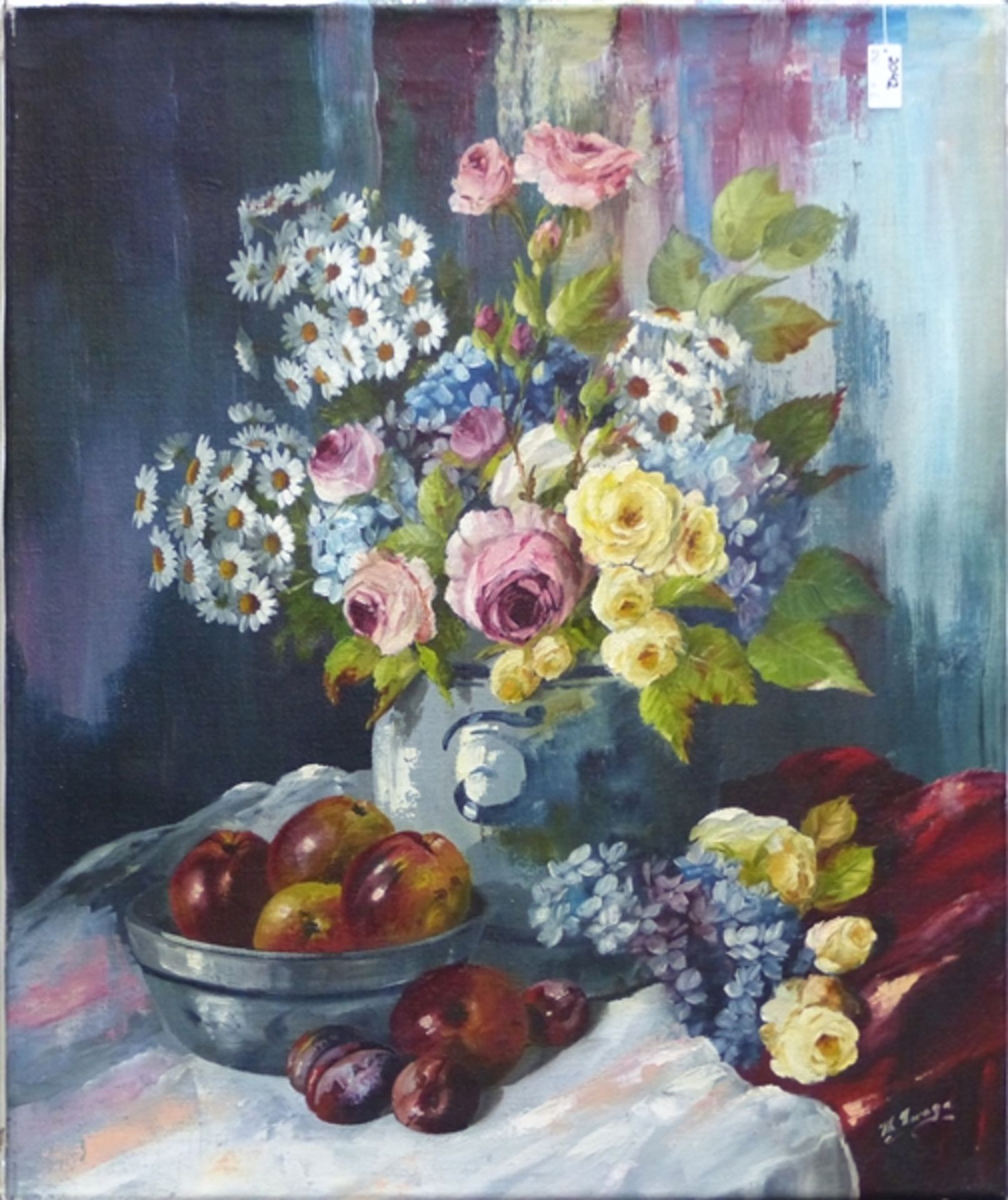 Zwaga, Theo 1942 Amsterdam, Öl auf Leinen, Blumenstilleben, rechts unten signiert, 60 x 50 cm,