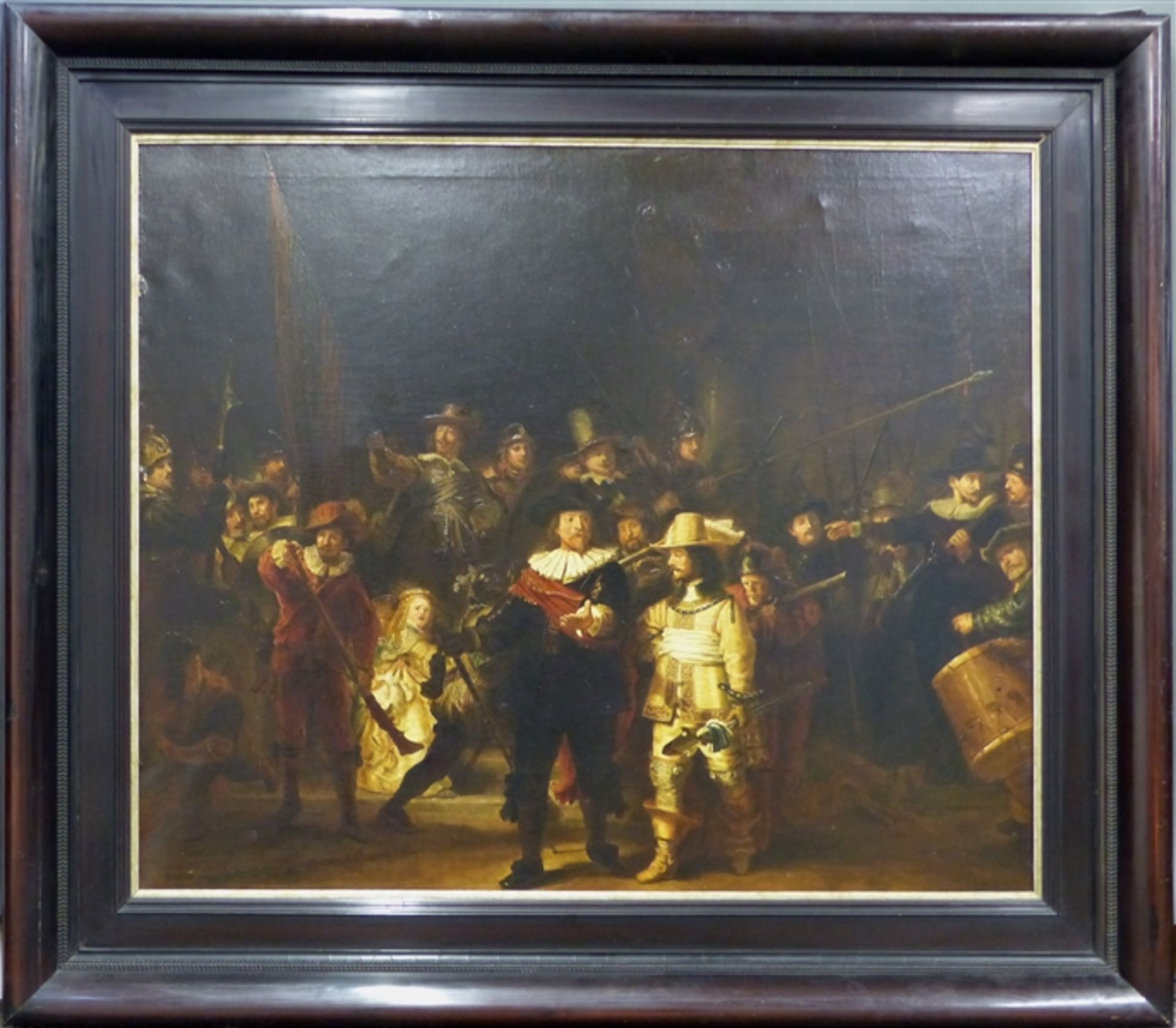 Linde, Jan van der 1864-1945 Amsterdam, Öl auf Leinen, "Die Nachtwache", Kopie nach Rembrandt,