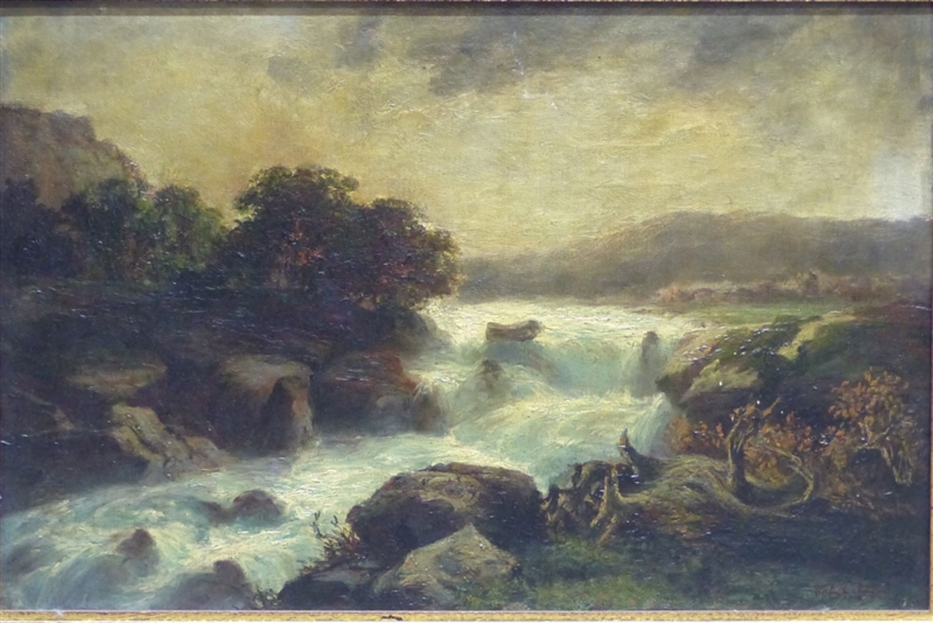 Lehmann, Wilhelm Ludwig 1861 - 1932 Zürich, Öl auf Holz, Bachlandschaft bei Gewitterstimmung, rechts