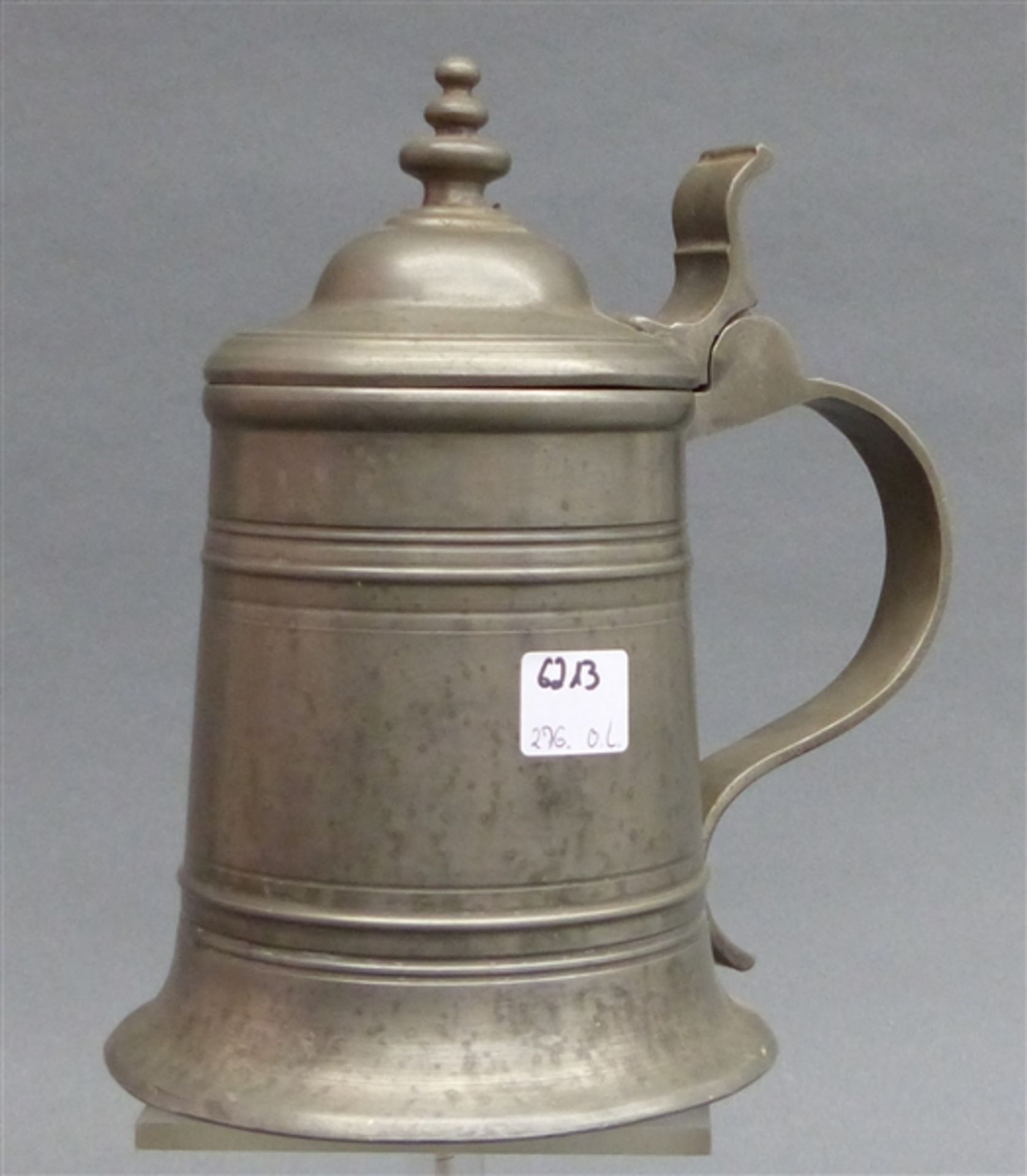 Zinnkrug 0,5 ltr., um 1920, Engelsmarken, h 18 cm,