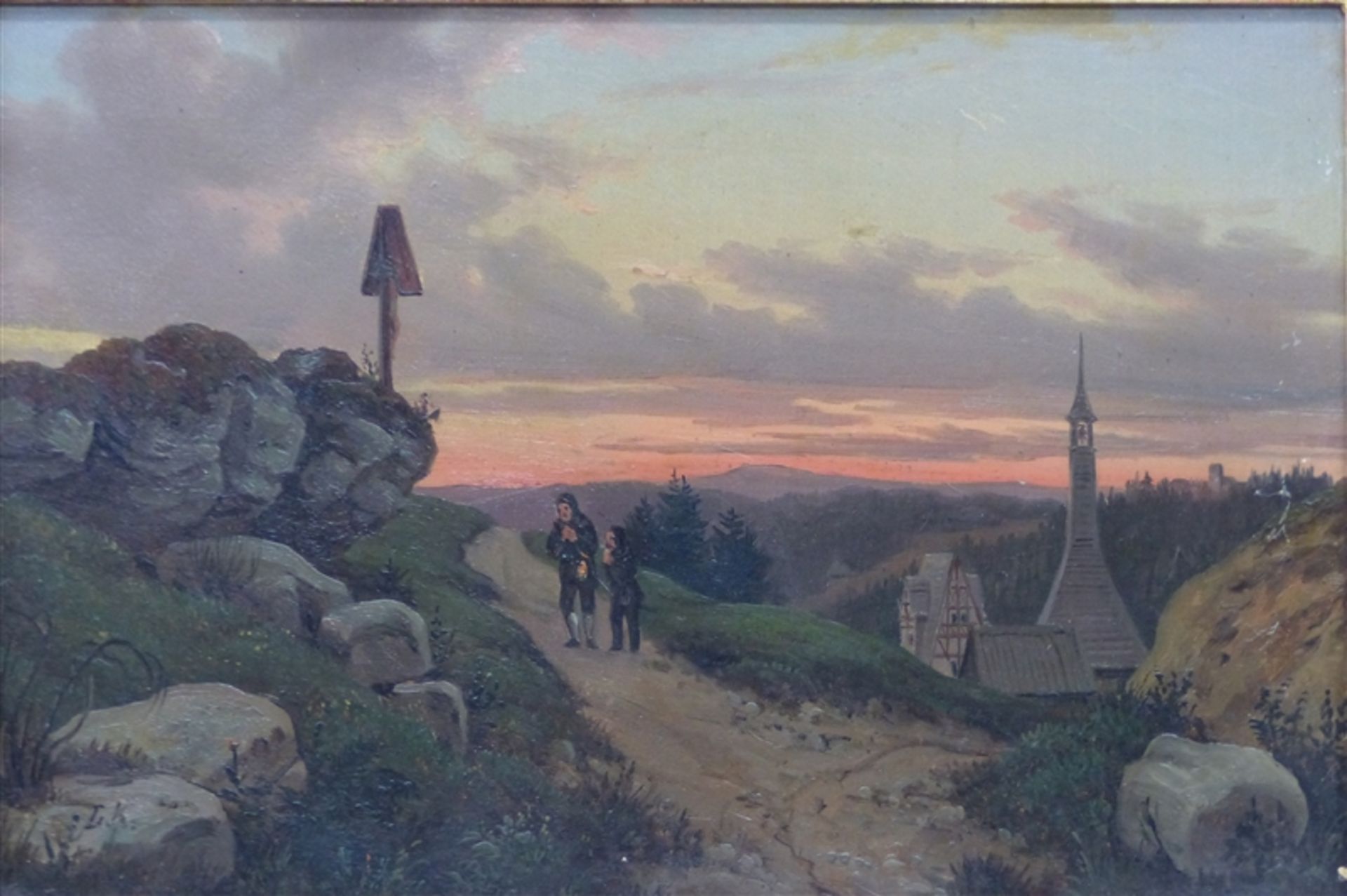 Kolitz, Louis, zugeschrieben 1845 - 1914 zugeschrieben, Öl auf Karton, betende Wanderer am