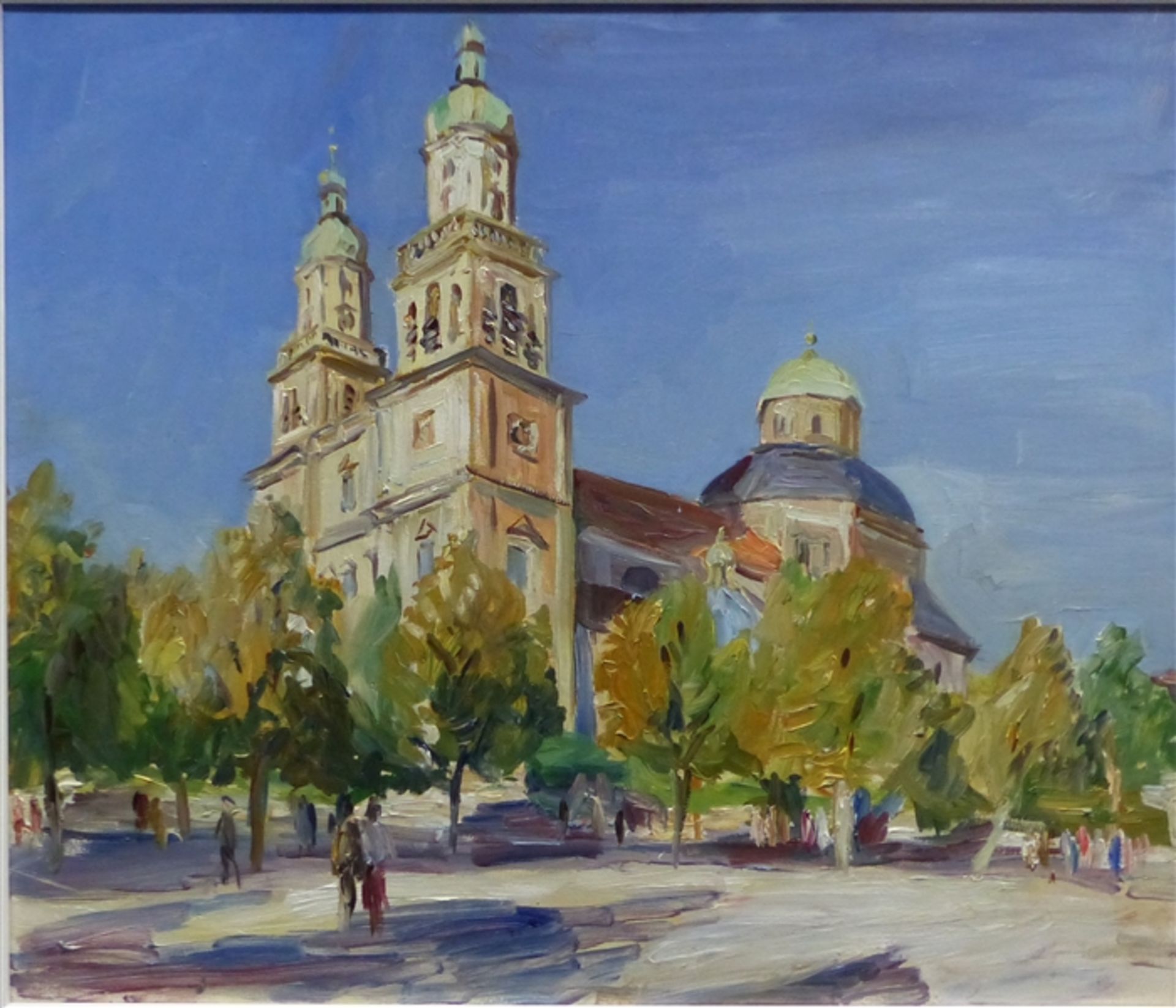 Lettl, Wolfgang 1919 - 2008 Augsburg, Öl auf Leinwand, Ansicht von St. Lorenz in Kempten,