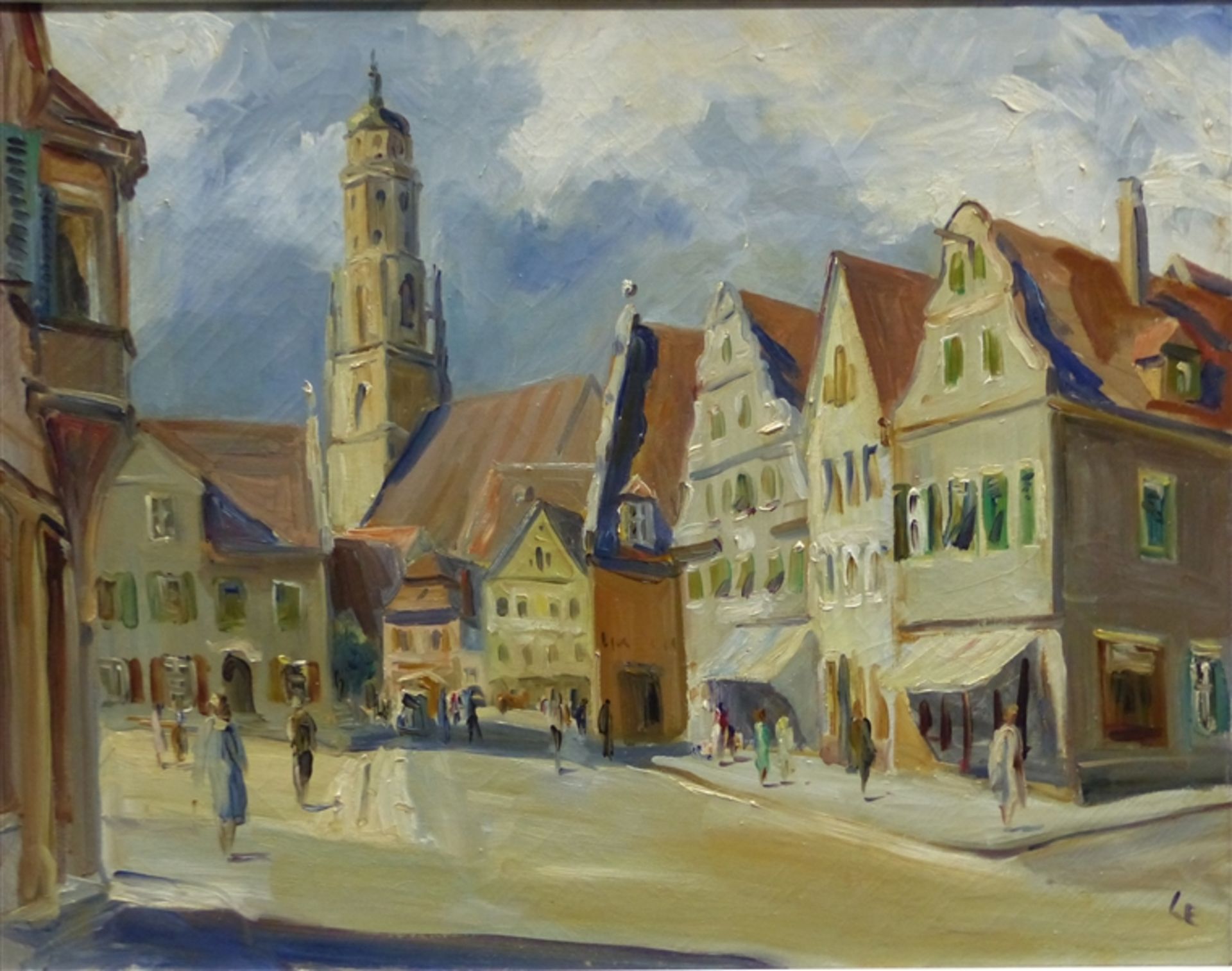 Lettl, Wolfgang 1919 - 2008 Augsburg, Öl auf Leinwand, Straßenansicht von Nördlingen mit