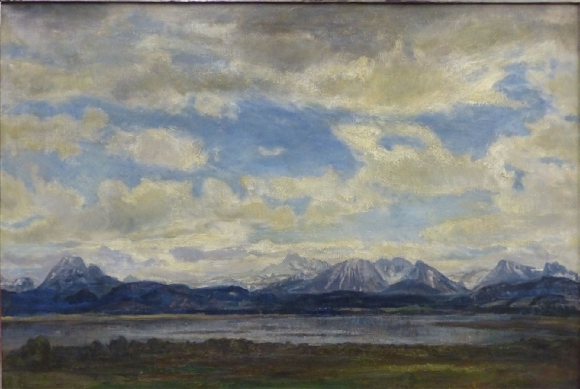 Süddeutsch, 20. Jh. Öl auf Leinwand, Hopfensee bei Füssen, 730 x 110 cm, im Rahmen,