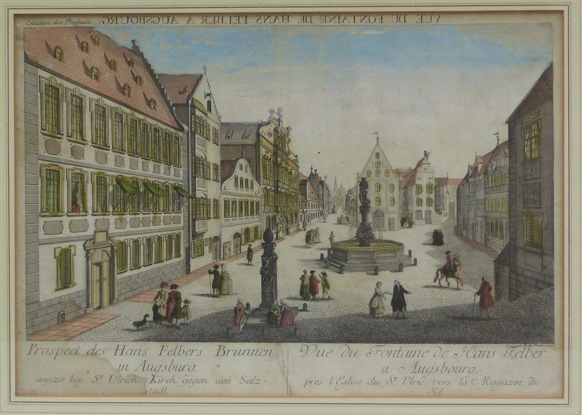 Guckkastenbild Augsburg, "Prospect des Hans Felbers Brunnen in Augsburg anjezo bey St. Ulrichs Kirch