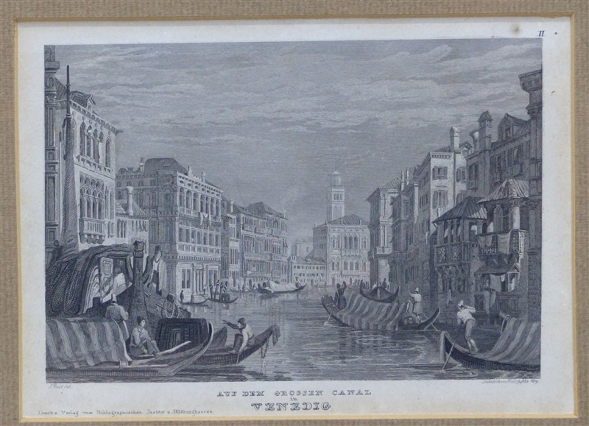 Stahlstich, um 1850 Auf dem großen Canal in Venedig, gestochen von Friedrich Geissler, Nürnberg,