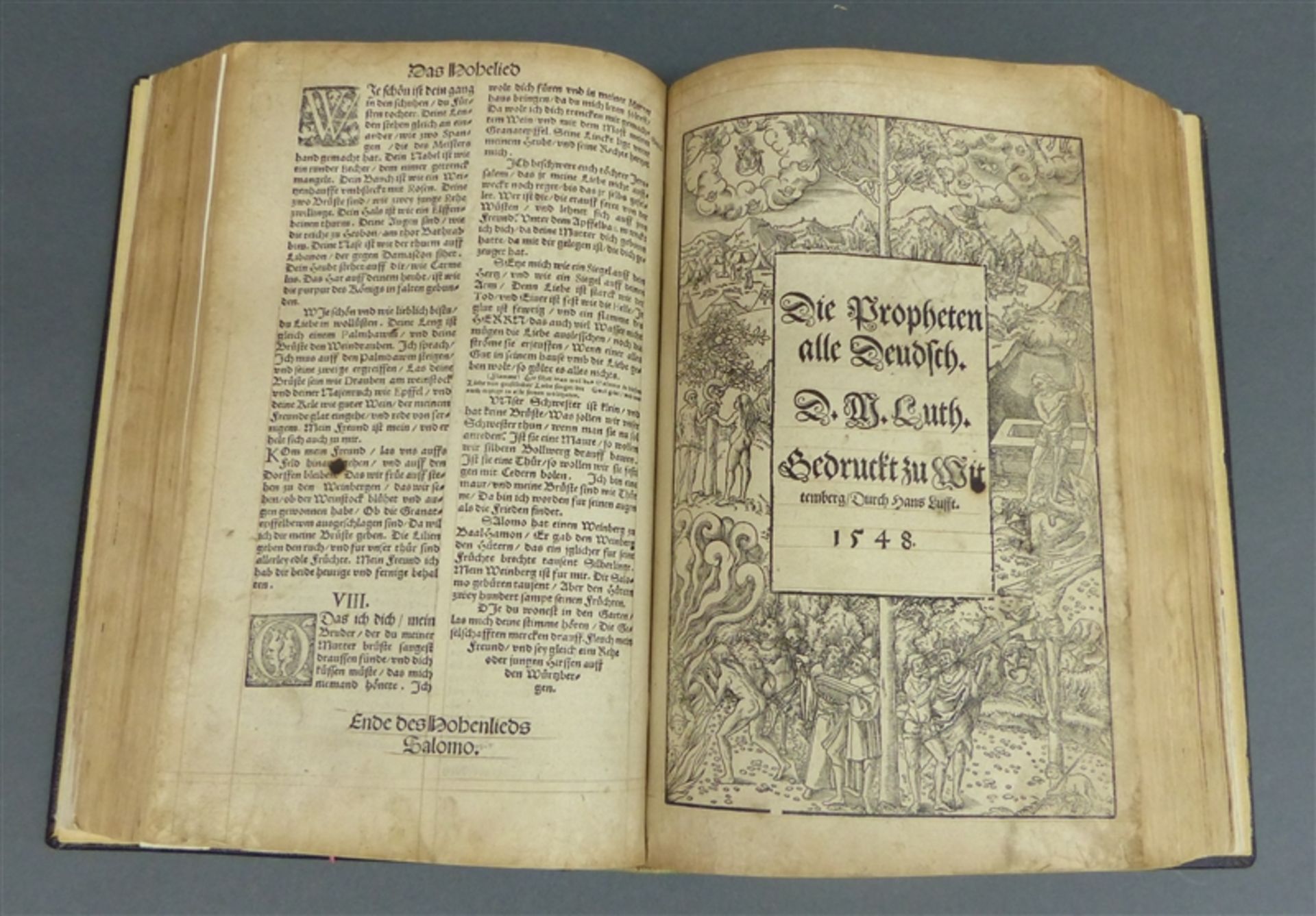 Bibel, 16. Jh. Lutherbibel, dat. 1548, mit zahlreichen Holzschnitten, gedruckt von Hans Lufft