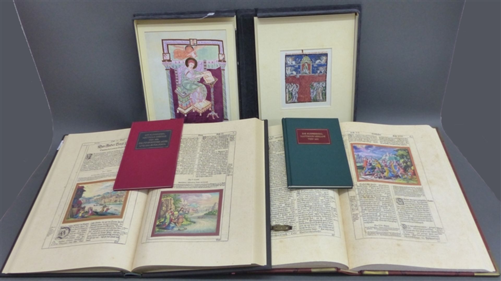 Konvolut zwei Faksimile-Ausgaben der Kupferbibeln Matthäus Merians (AT und NT) von 1630 (