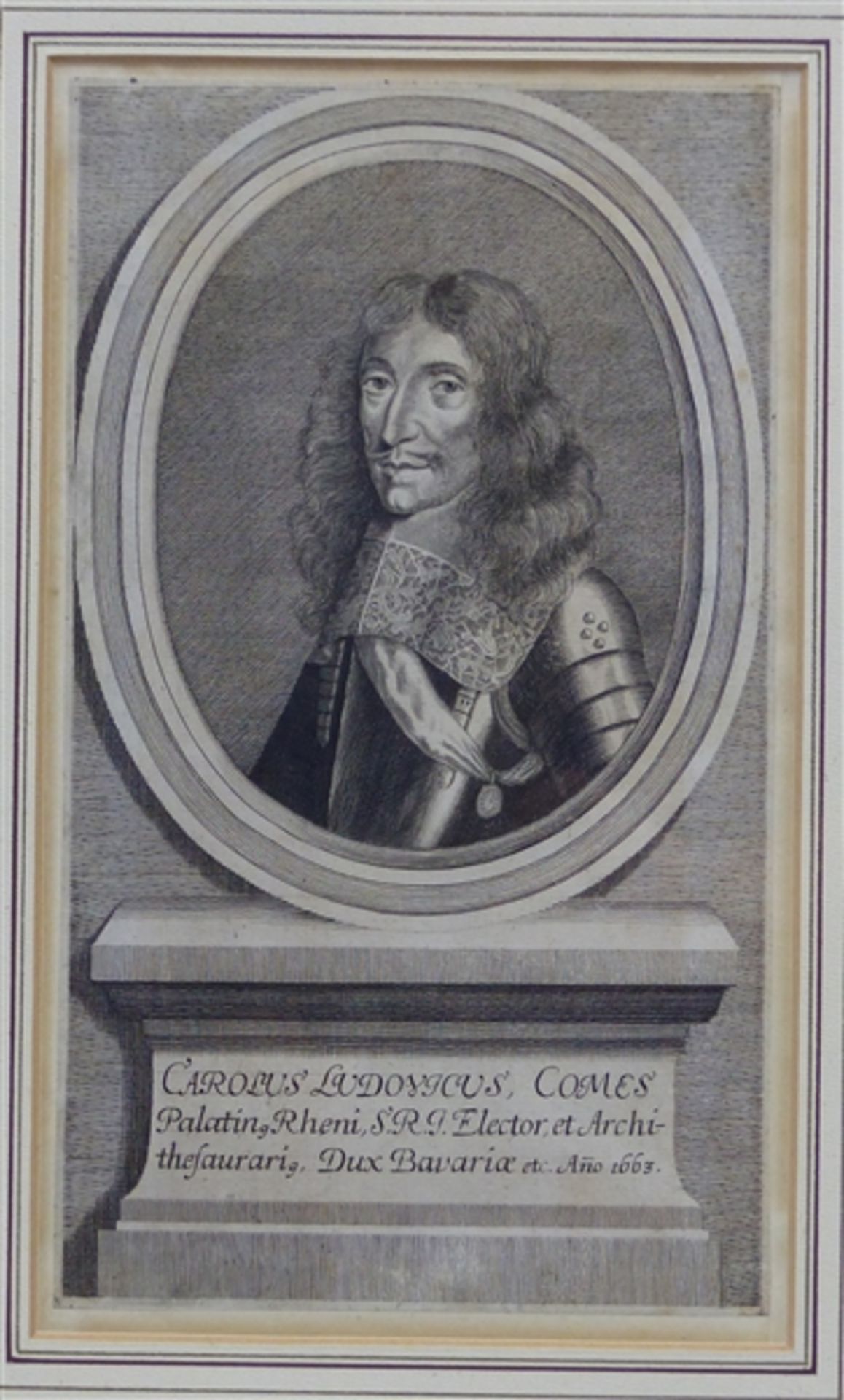 Kupferstich, 17. Jh. Portraitdarstellung des Karl Ludwig (Pfalzgraf von Rhein), Herzog von Bayern,