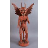 Holz geschnitzte Skulptur eines Teufels mit beweglichen Armen, H 71 cm 20.17 % buyer's premium on
