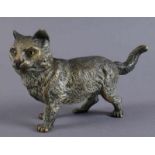 Wiener Bronze Katze mit Glasaugen, gepunzt, 7x12x4 cm 20.17 % buyer's premium on the hammer price