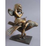 Fliegende Hexe auf Fabelwesen, Bronze, H 22 cm 20.17 % buyer's premium on the hammer price 19.00 %