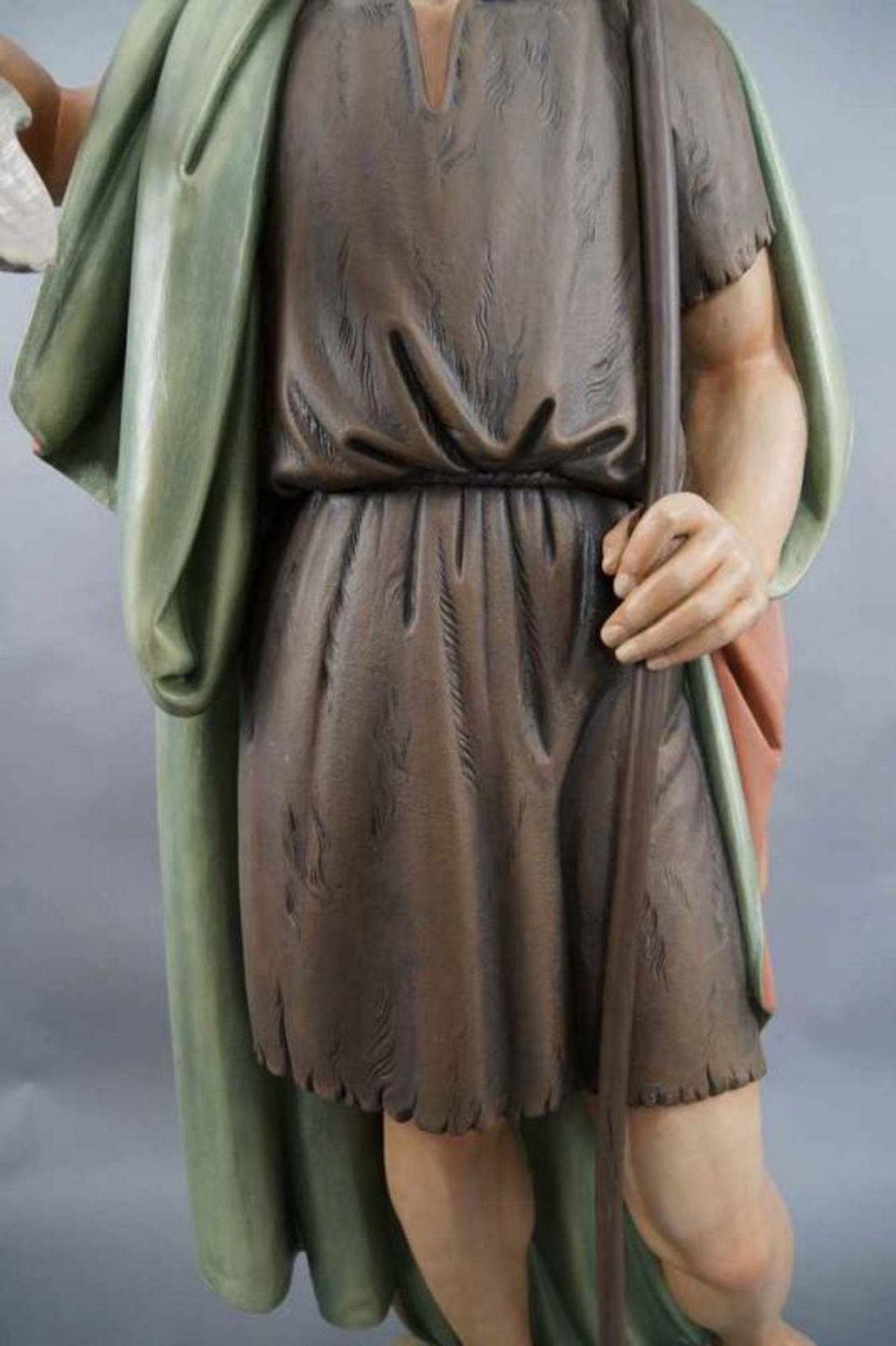 Nazarener Skulptur des heiligen Jakobus mit Pilgerstab und Jakobsmuschel in der Hand, Holz - Bild 4 aus 9