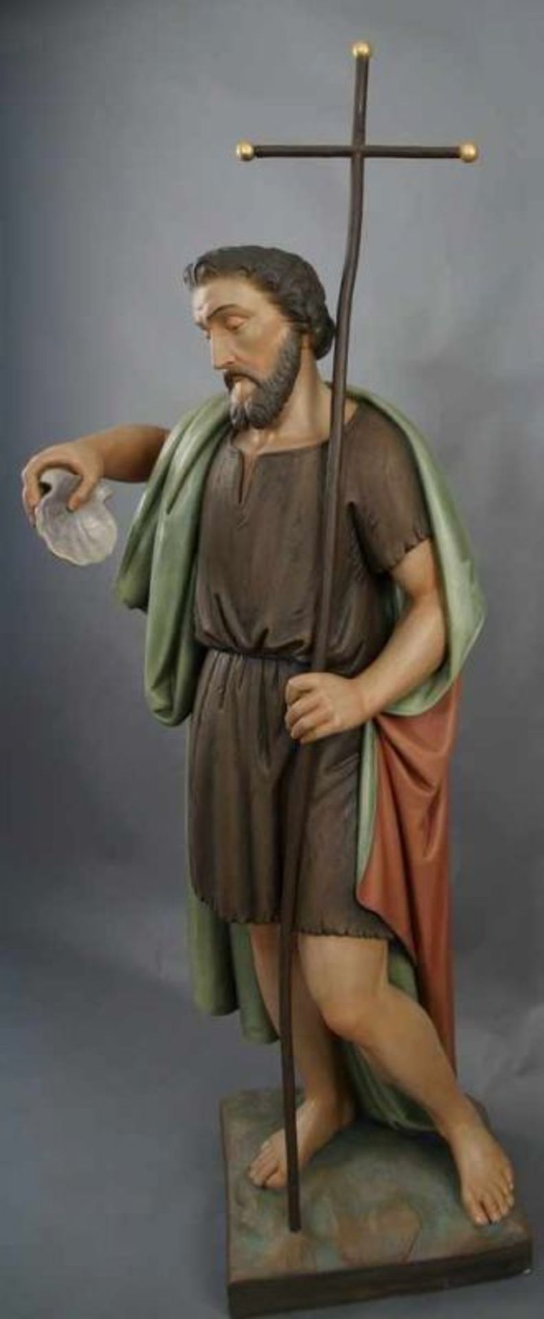 Nazarener Skulptur des heiligen Jakobus mit Pilgerstab und Jakobsmuschel in der Hand, Holz - Bild 6 aus 9