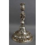 Prunkvoller Barock Kerzenleuchter, Silber gep., 18. JH, 360g, H 23 cm 20.17 % buyer's premium on the