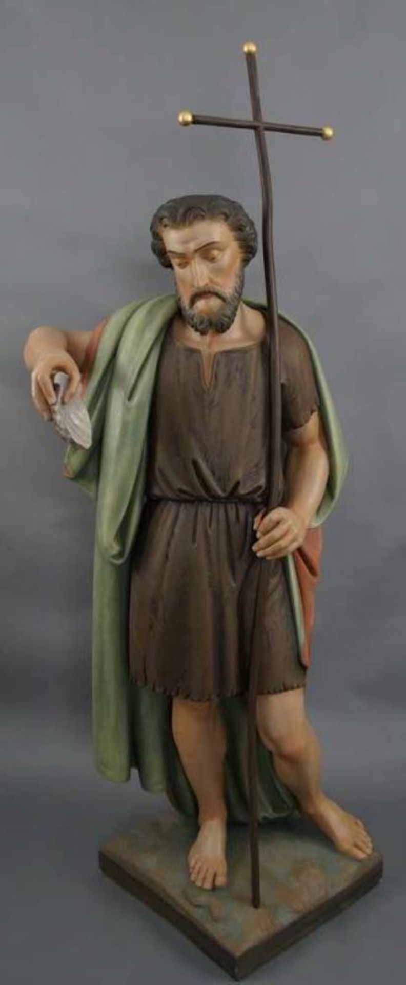 Nazarener Skulptur des heiligen Jakobus mit Pilgerstab und Jakobsmuschel in der Hand, Holz - Bild 2 aus 9