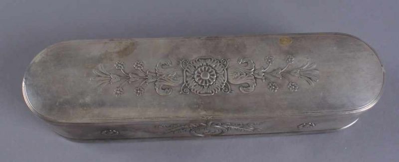 Längliches, ovales Jugendstil - Etui mit floralen Ornamenten und Putten, gepunzt, WMF, 295 g, 4, - Image 3 of 9