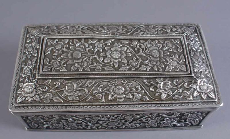 Silber Deckel - Schatulle / Deckeldose, fein getrieben, mit floralen Ornamenten, Deckel zum - Image 3 of 9