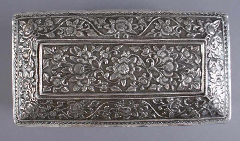 Silber Deckel - Schatulle / Deckeldose, fein getrieben, mit floralen Ornamenten, Deckel zum - Image 9 of 9